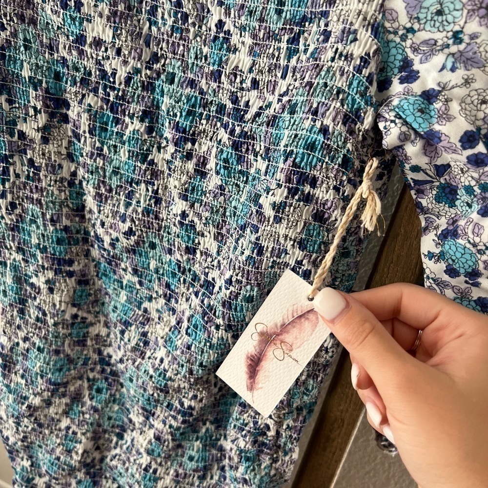 NWT - Jessica Simpson blue floral mini dress size M - Picture 4 of 6